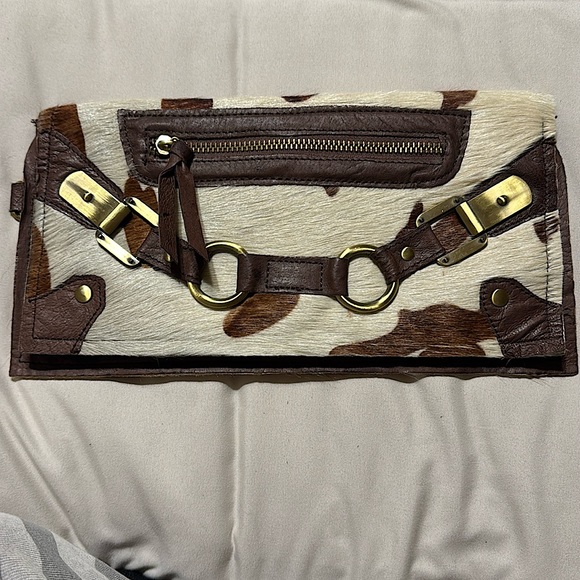 Nine West Handbags - Nine West Mohair animal print clutch with wrist strap.